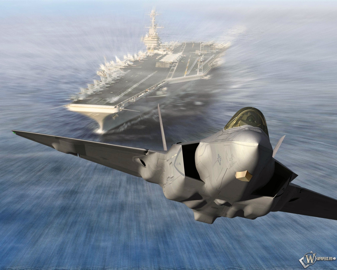 Запуск Lockheed Martin F-35C Lightning II из авианосца 1280x1024