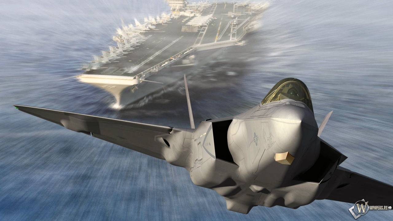 Запуск Lockheed Martin F-35C Lightning II из авианосца 1280x720