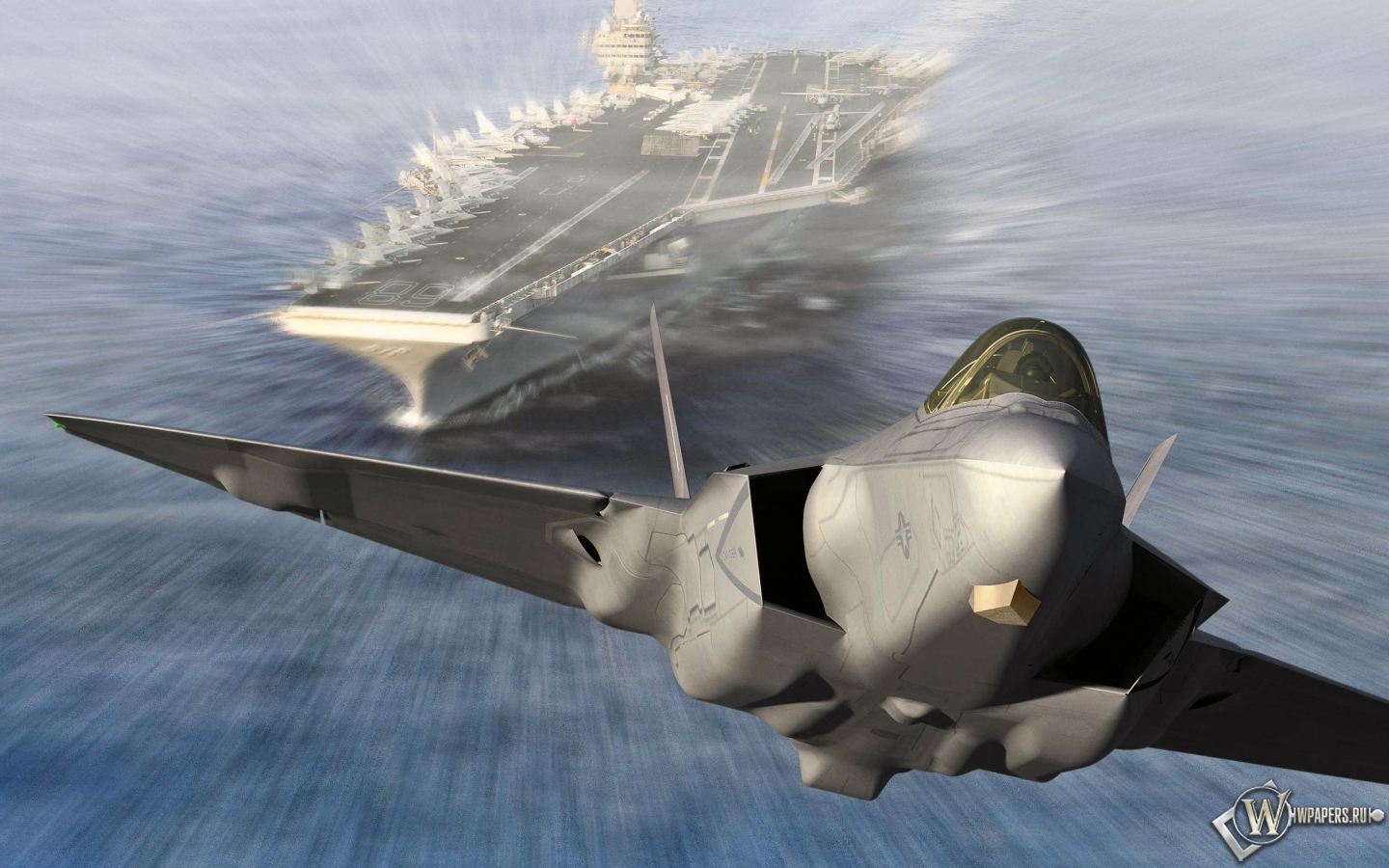 Запуск Lockheed Martin F-35C Lightning II из авианосца 1440x900