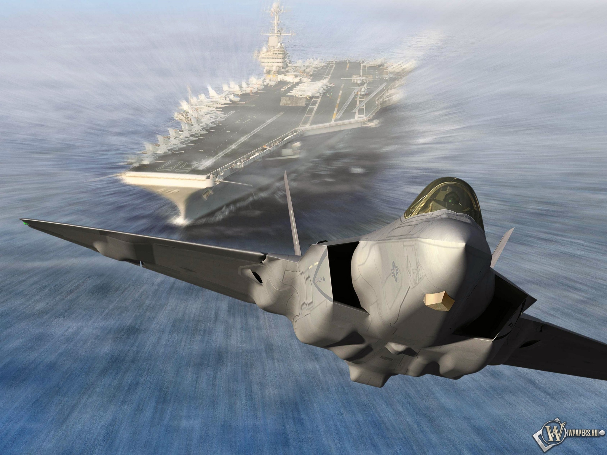 Запуск Lockheed Martin F-35C Lightning II из авианосца 2048x1536