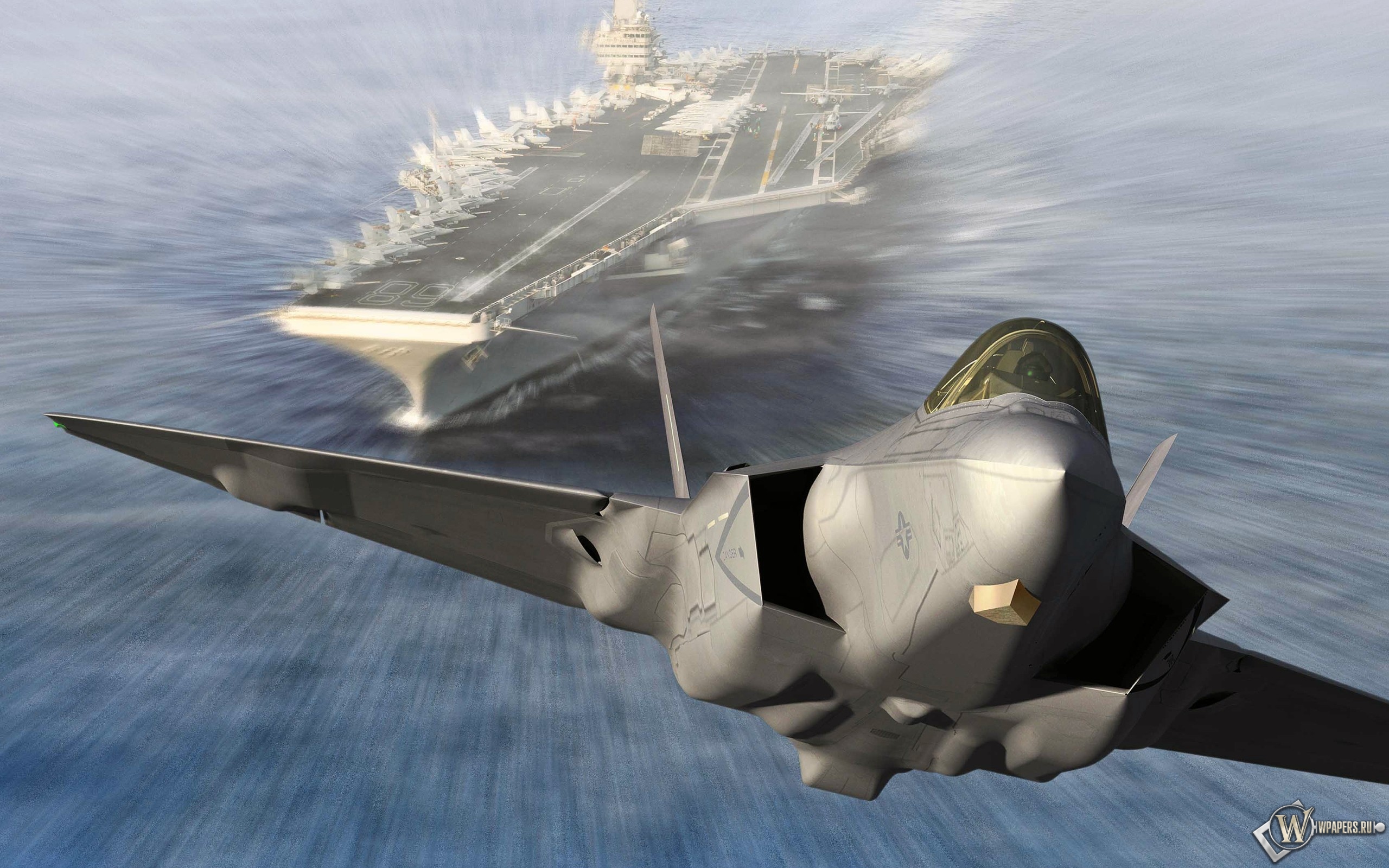 Запуск Lockheed Martin F-35C Lightning II из авианосца 2560x1600