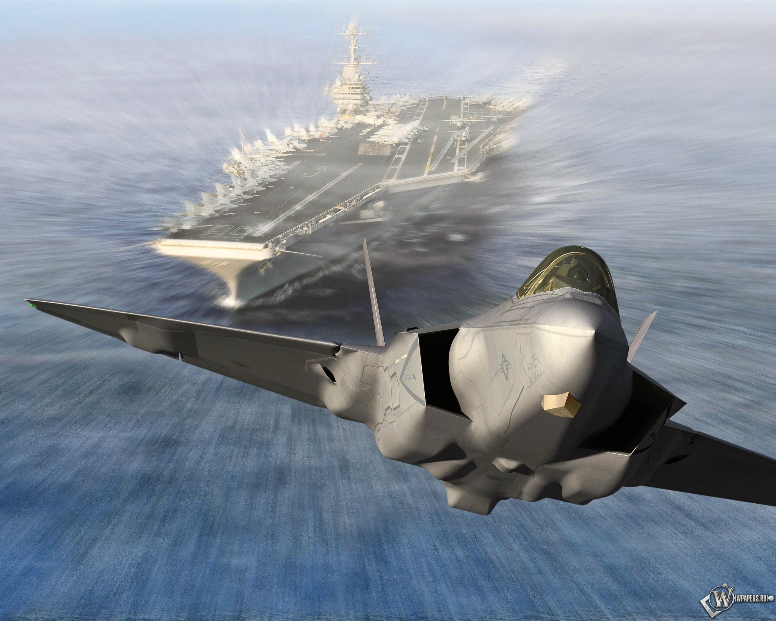 Запуск Lockheed Martin F-35C Lightning II из авианосца 2560x2048