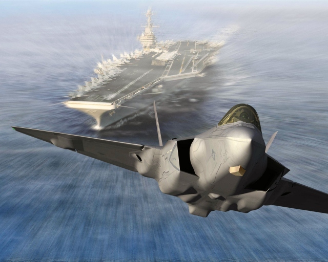 Запуск Lockheed Martin F-35C Lightning II из авианосца