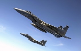 Обои F-15: Полёт, Истребитель, Небо, F-15, Истребители