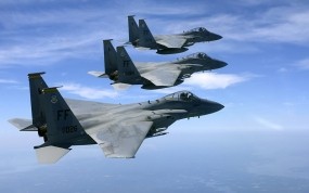 Обои Полет трех F15: Истребители, Полёт, F-15, Истребители
