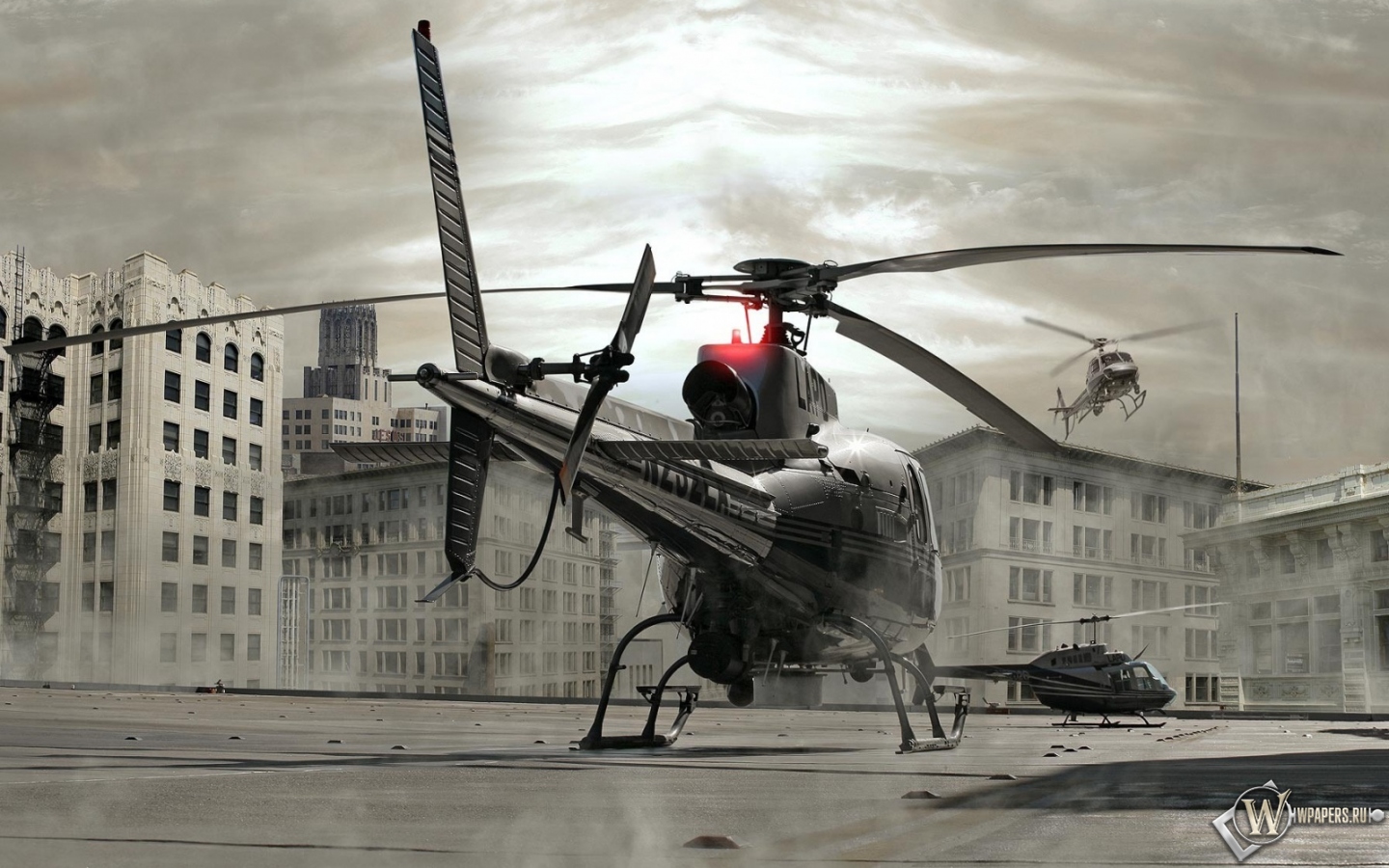 вертолеты на крыше 1440x900