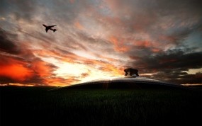 Обои Взлет с аэропорта: Фото, Небо, Самолёт, Пейзаж, Прочая авиация