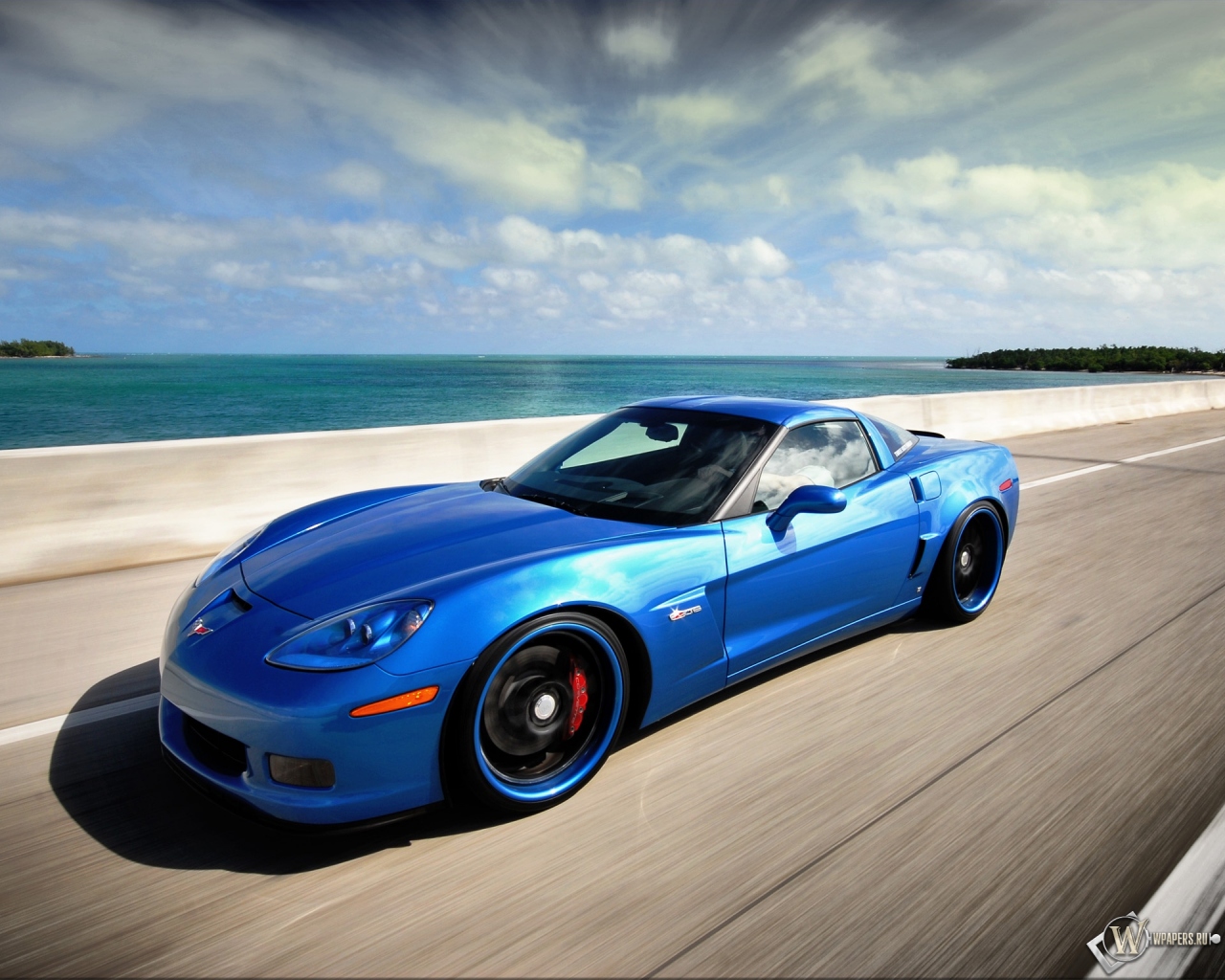 Синий Corvette 1280x1024
