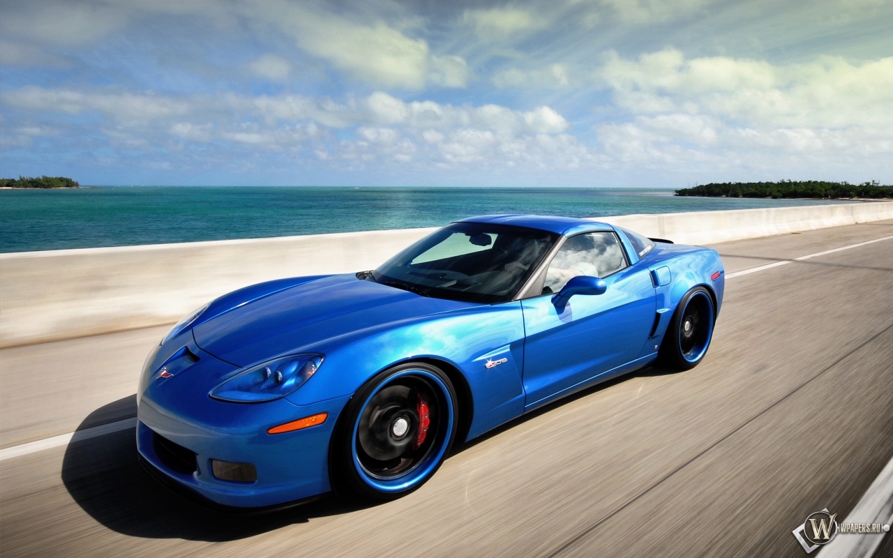 Синий Corvette 1280x800