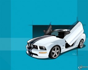 Обои Ford Mustang GT - двери ножницами: Ford Mustang GT, 3D Авто
