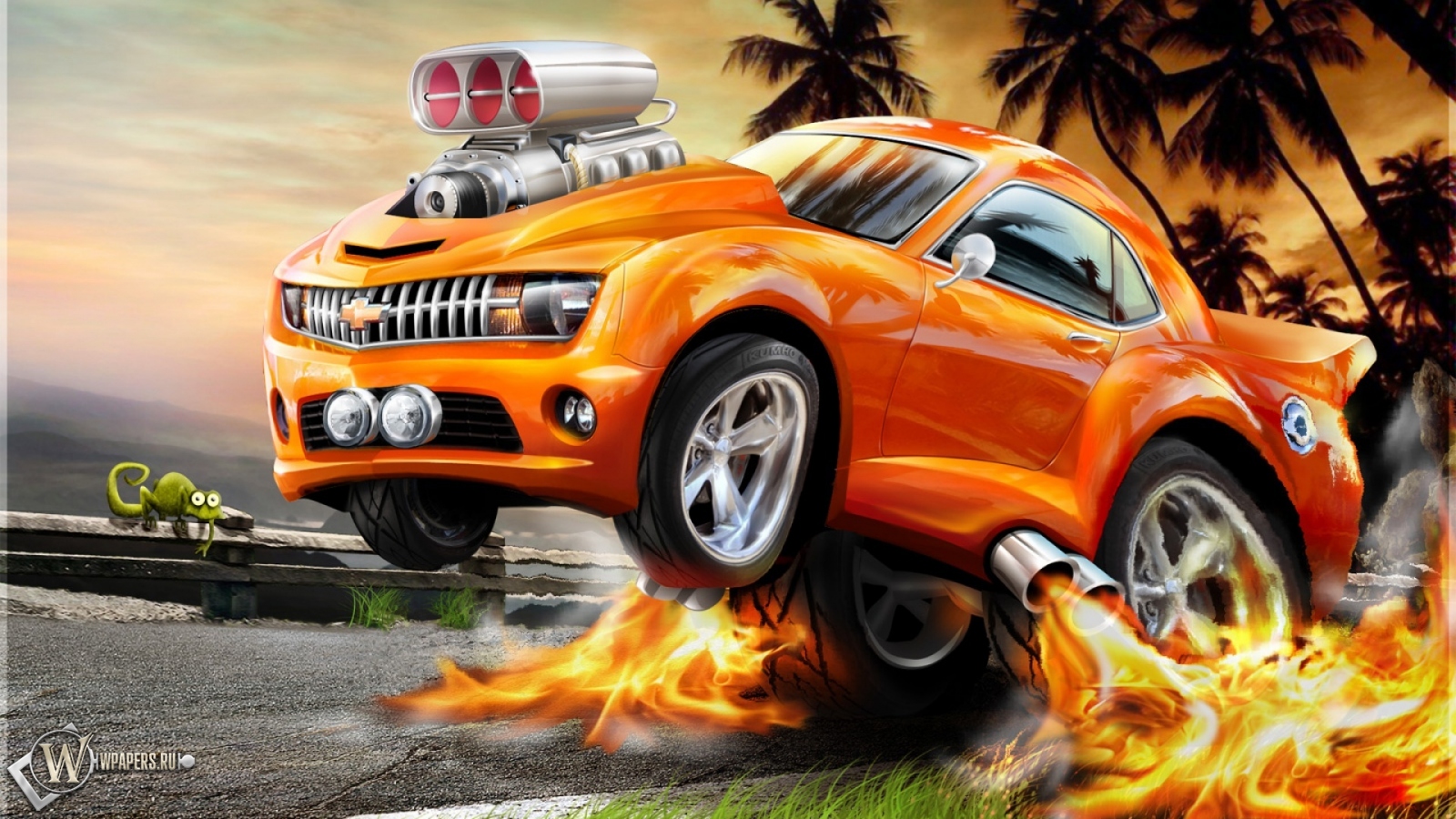 Огненный Chevrolet 1600x900