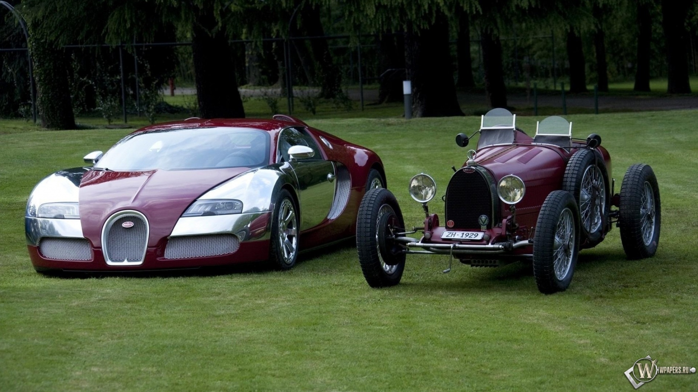 Bugatti Veyron old and new 1366x768
