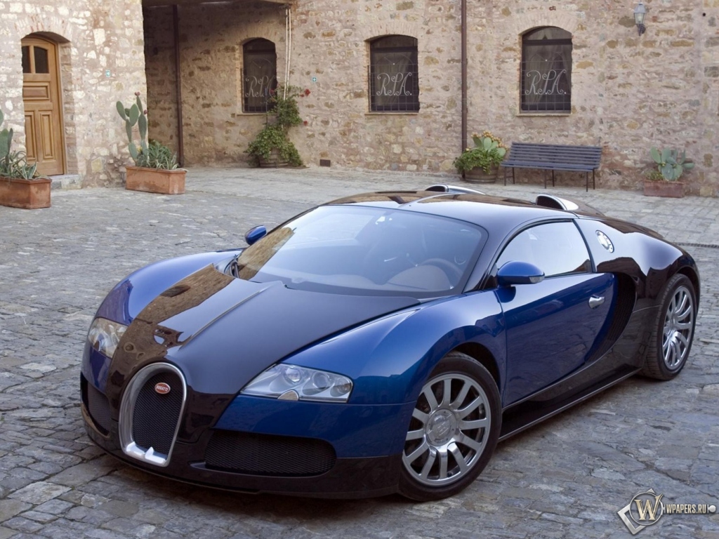 Bugatti Veyron blue car 1024x768