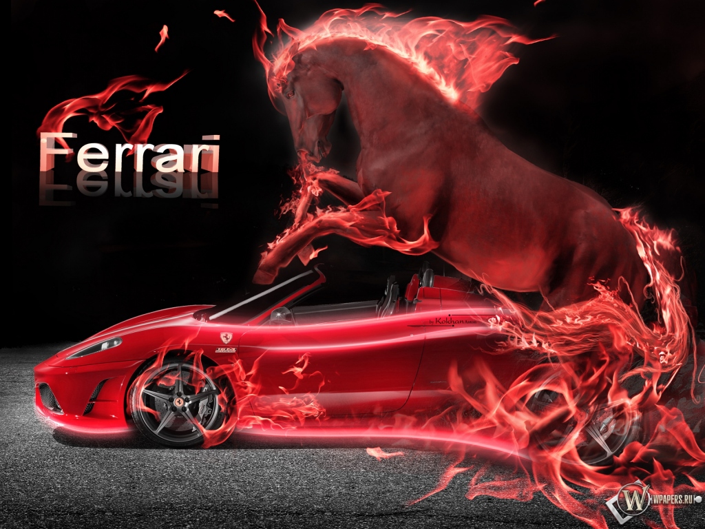 Неоновый Ferrari 1024x768