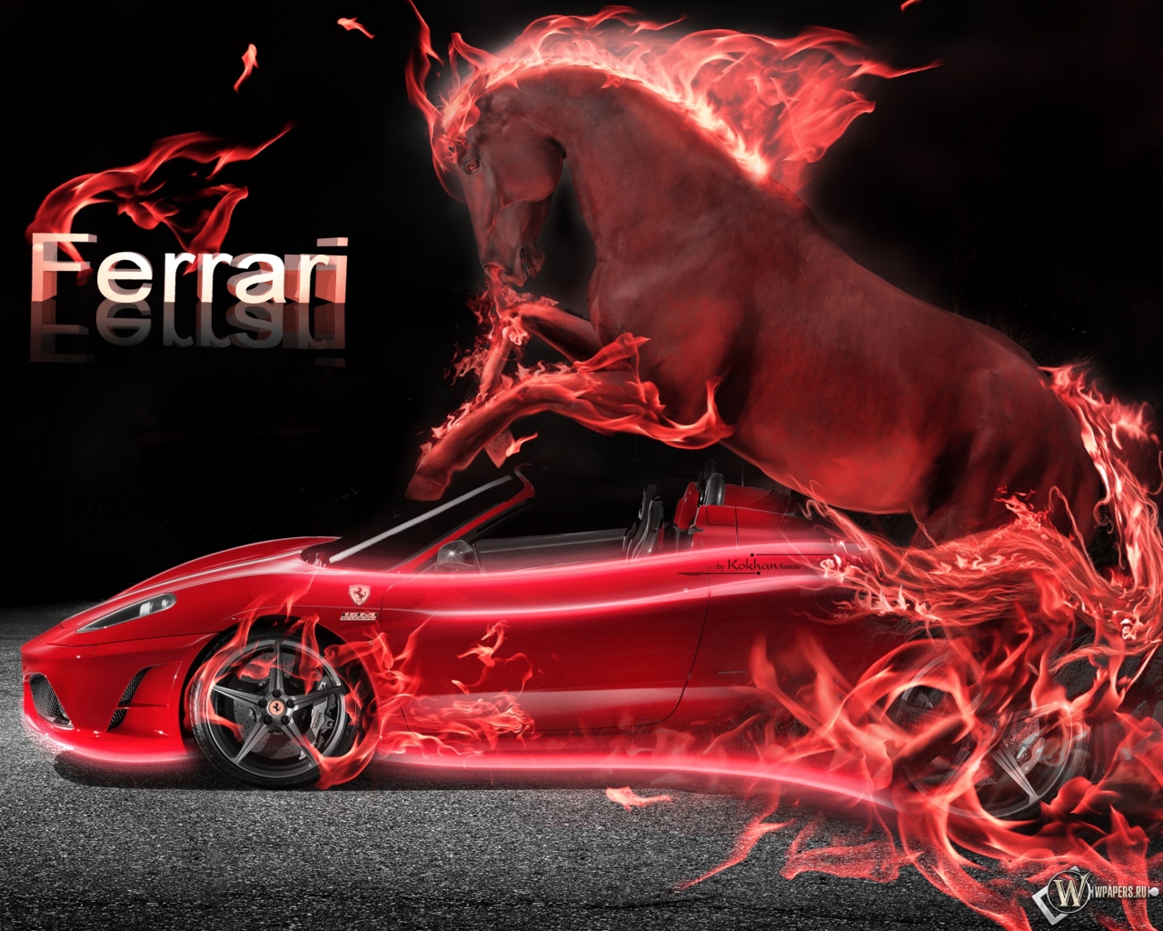 Неоновый Ferrari 1280x1024
