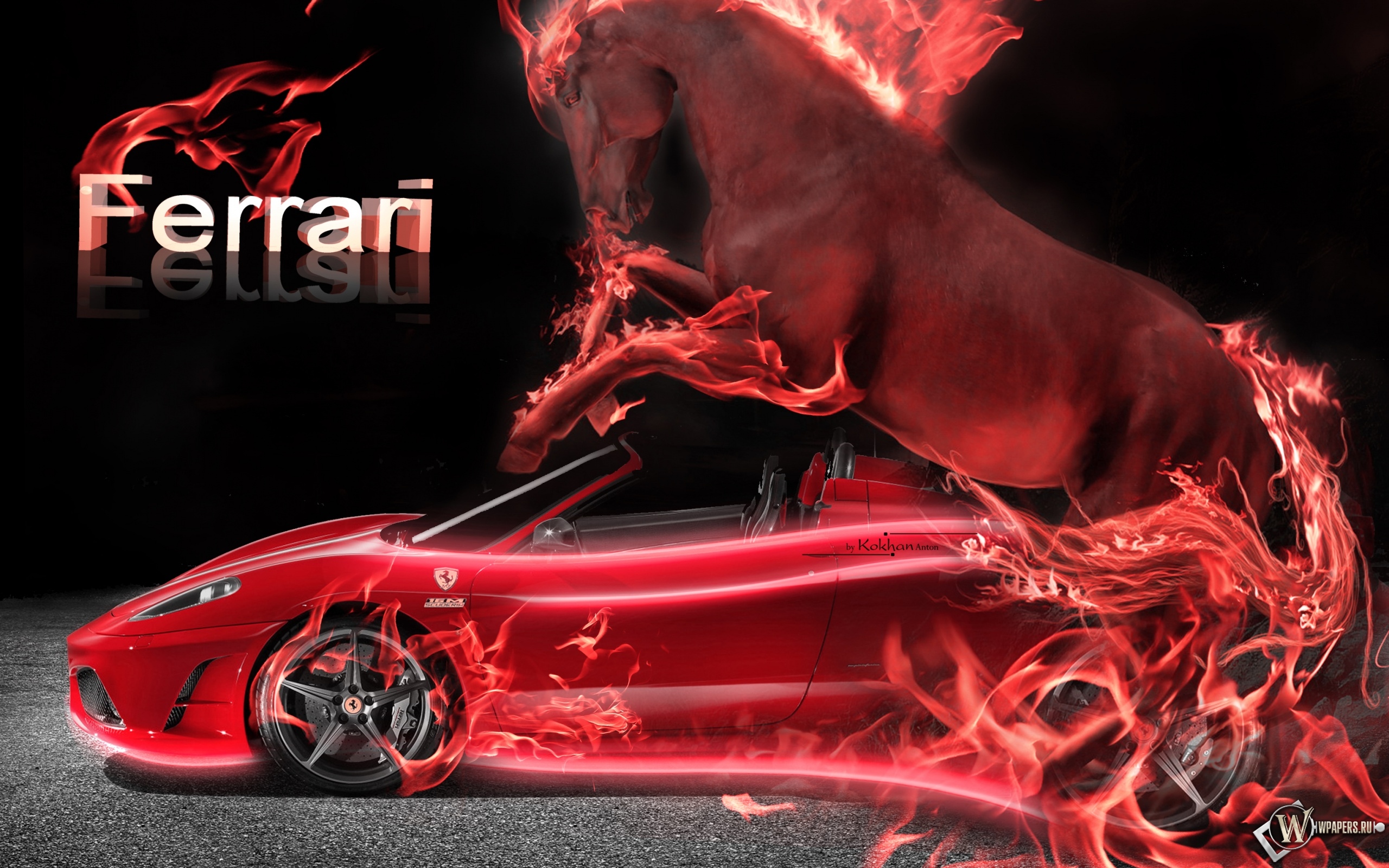 Неоновый Ferrari 2560x1600