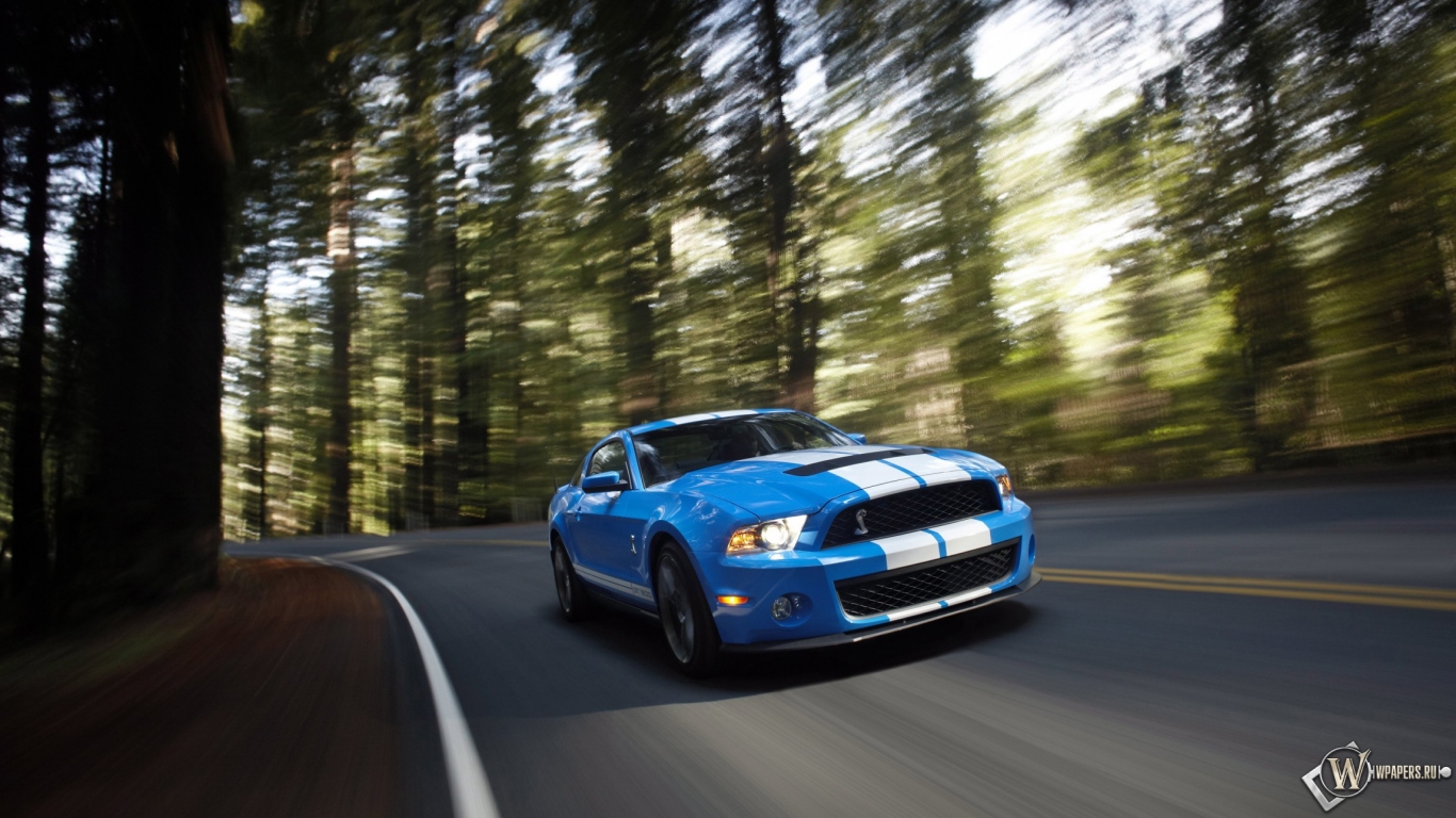 Ford Shelby Mustang GT 500 blue 1366x768