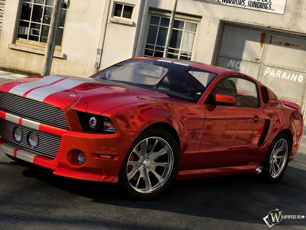 Красный Ford Mustang Custom 1024x768