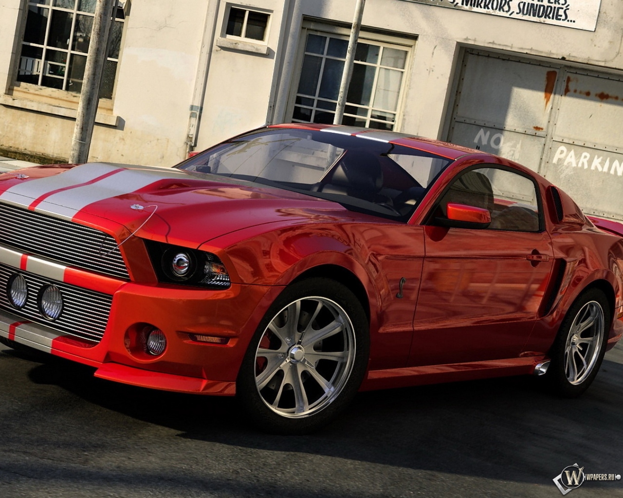 Красный Ford Mustang Custom 1280x1024