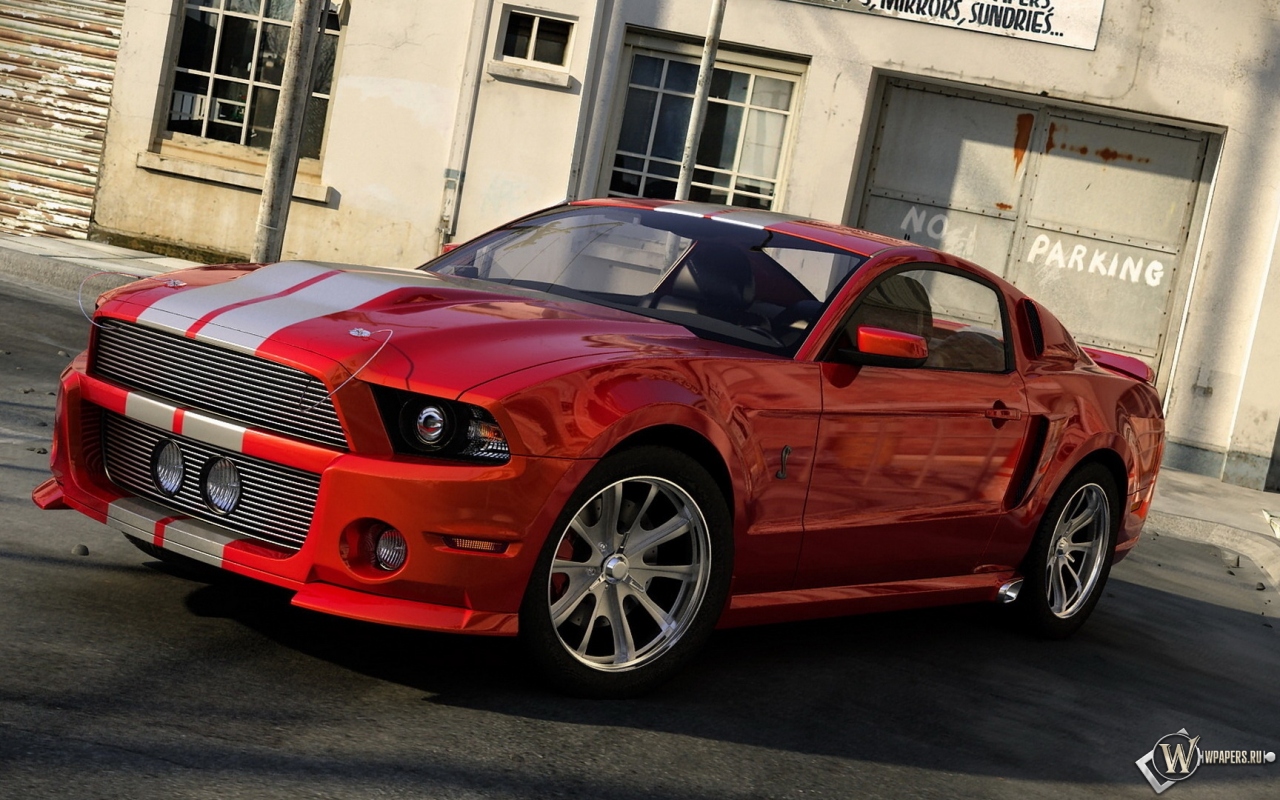 Красный Ford Mustang Custom 1280x800