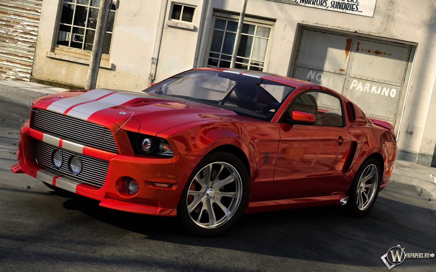 Красный Ford Mustang Custom 1440x900