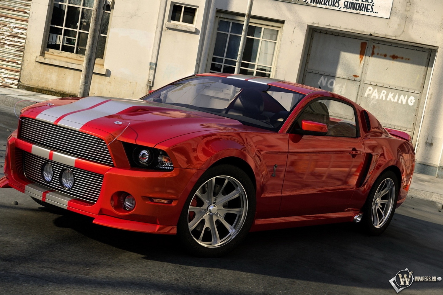 Красный Ford Mustang Custom 1500x1000