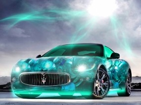 Обои Неоновый Maserati: Неон, Зелёный, Maserati, Тачка, Maserati