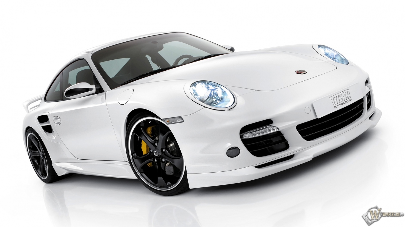 Белый Porsche 1366x768