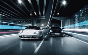 Обои два Porsche: Porsche Cayman, Porsche