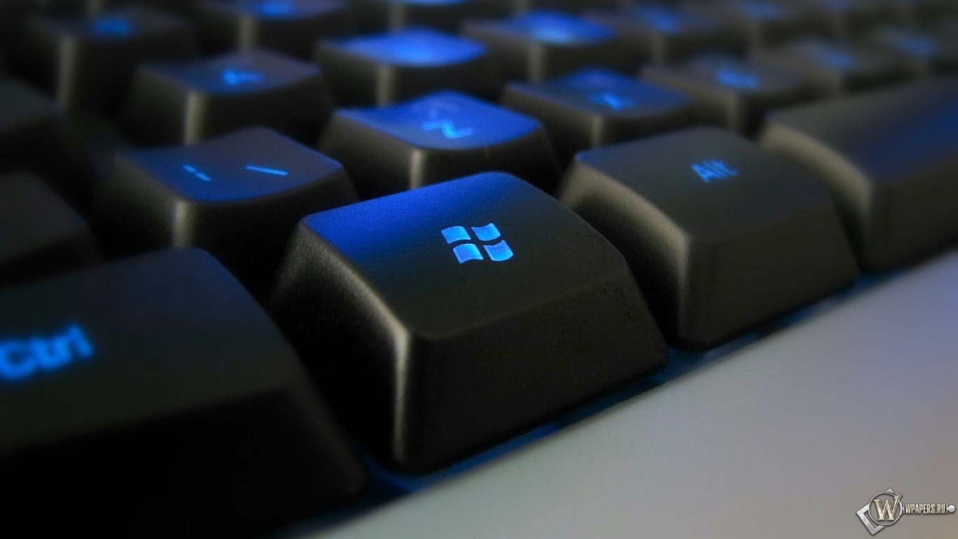 Клавиатура с синей подсветкой 1366x768