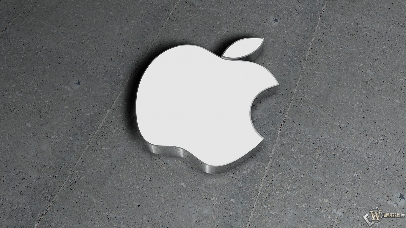 Apple на бетоне 1366x768