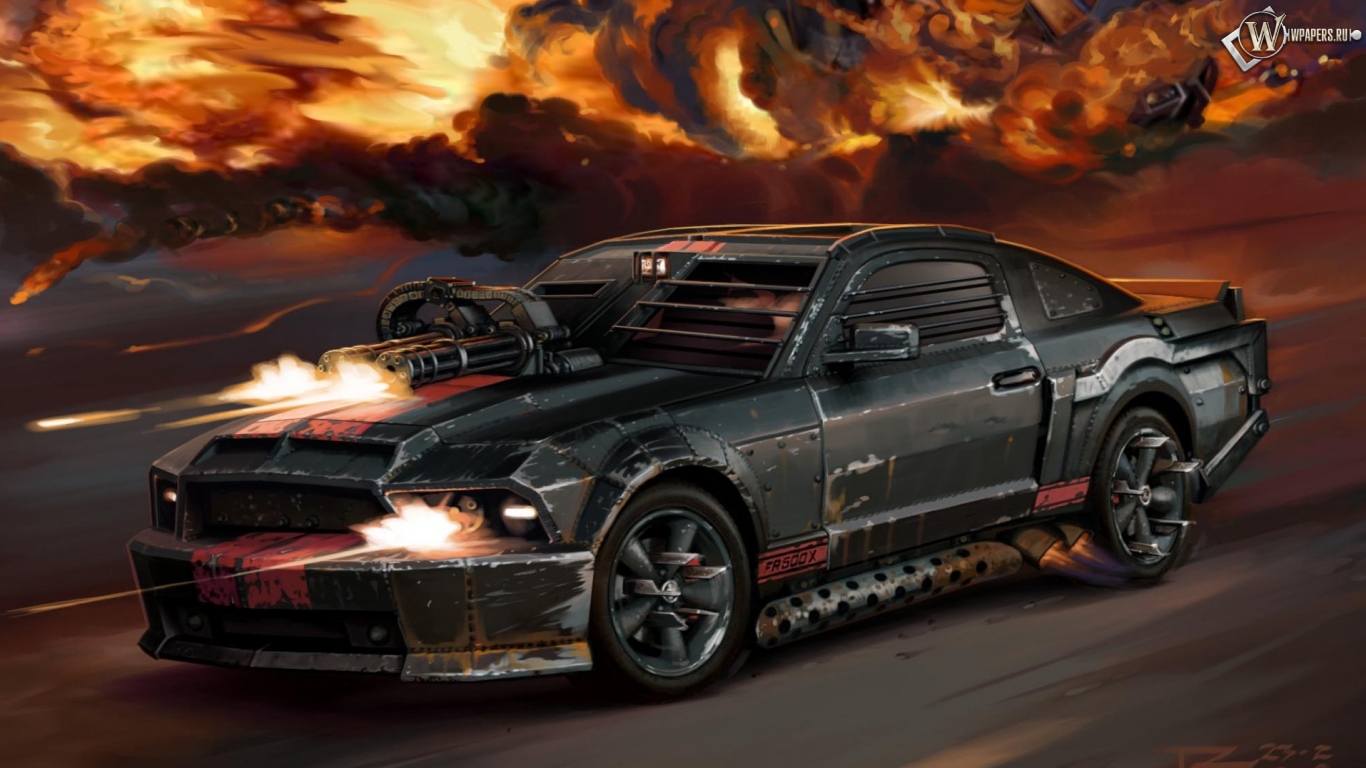 Car ford mustang death race 1366x768