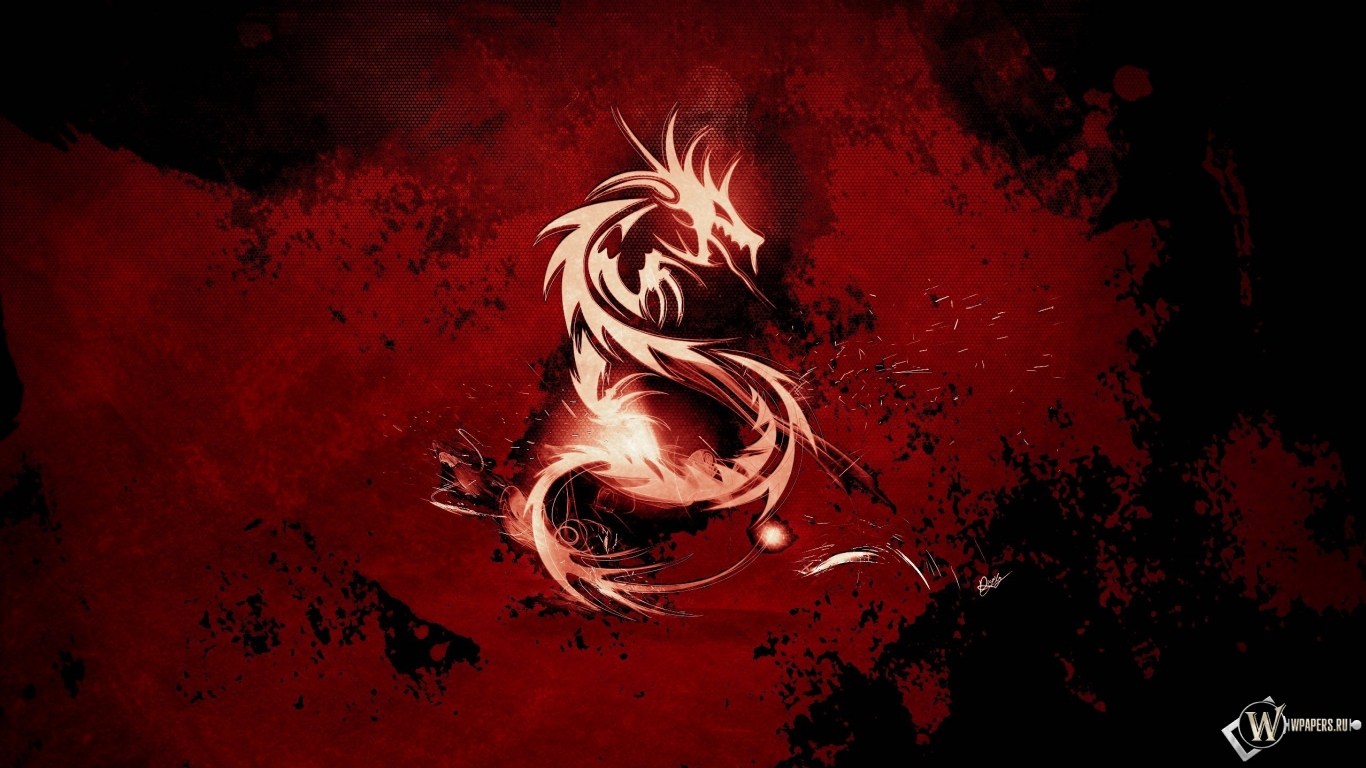 Красный дракон 1366x768
