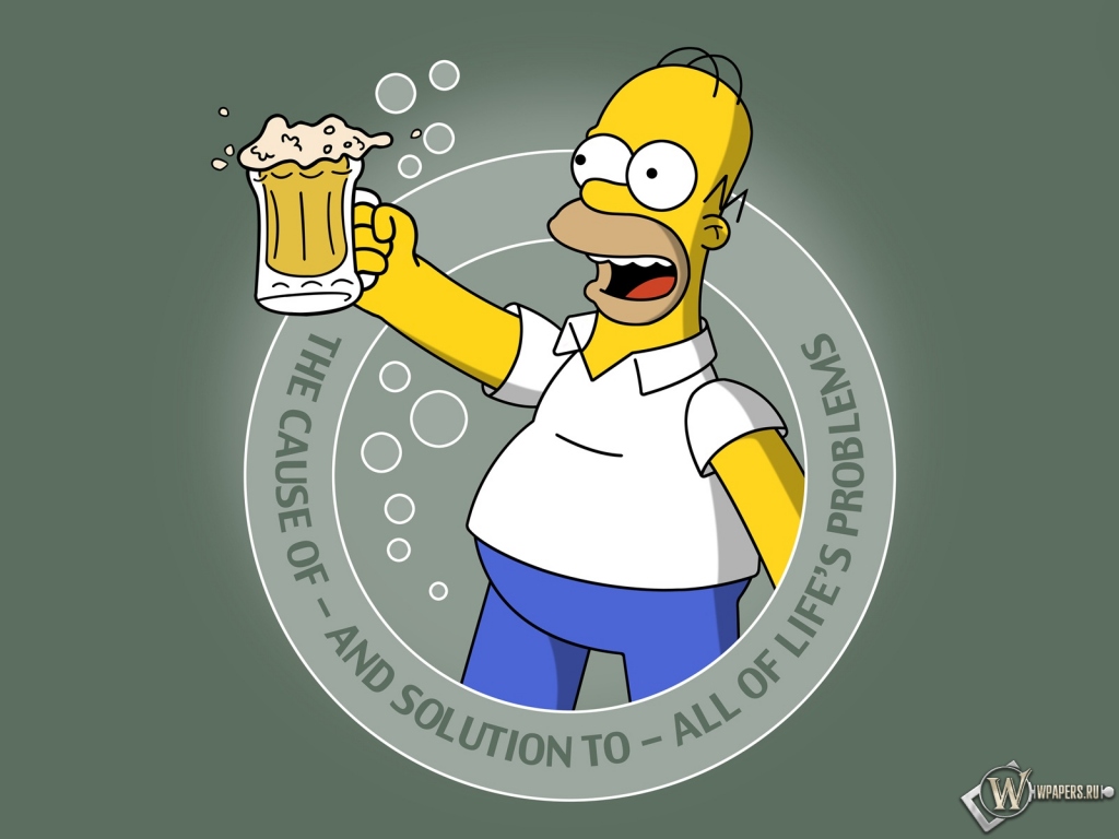 Гомер с пивом 1024x768