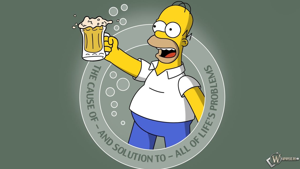Гомер с пивом 1280x720