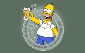 Обои Гомер с пивом: Симпсоны, Гомер, Пиво, Реклама, Мультфильмы