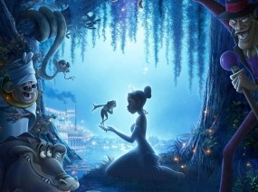 Обои Принцесса и лягушка: Река, Ночь, Принцесса, Мультфильм, Лягушка, Сказка, Мультфильмы