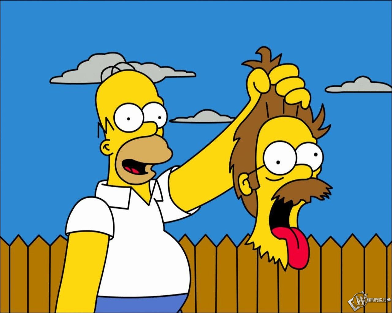 Гомер с головой Фландерса 1280x1024