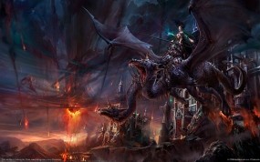 Обои World of dragons: Замок, Дракон, Воительница, Игры
