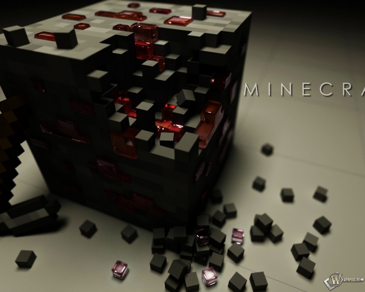 Блок с красной пылью Minecraft 1280x1024