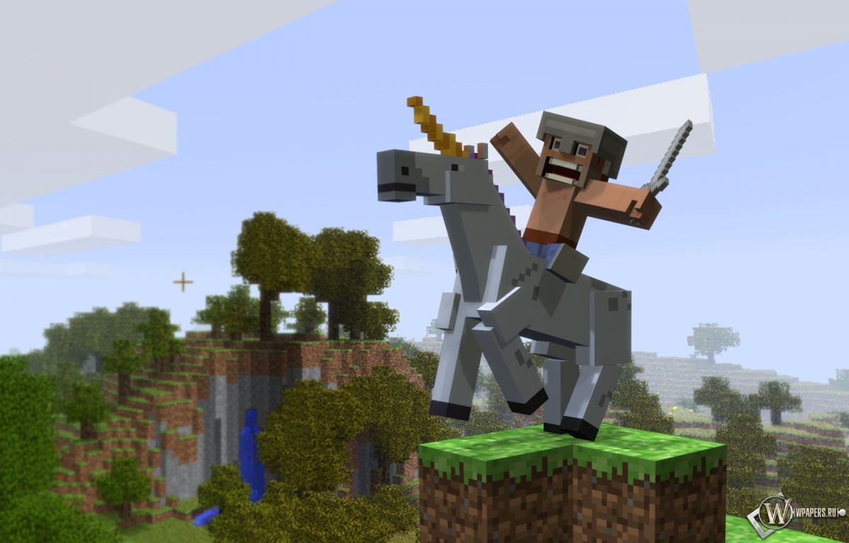 Всадник на коне Minecraft 1200x768