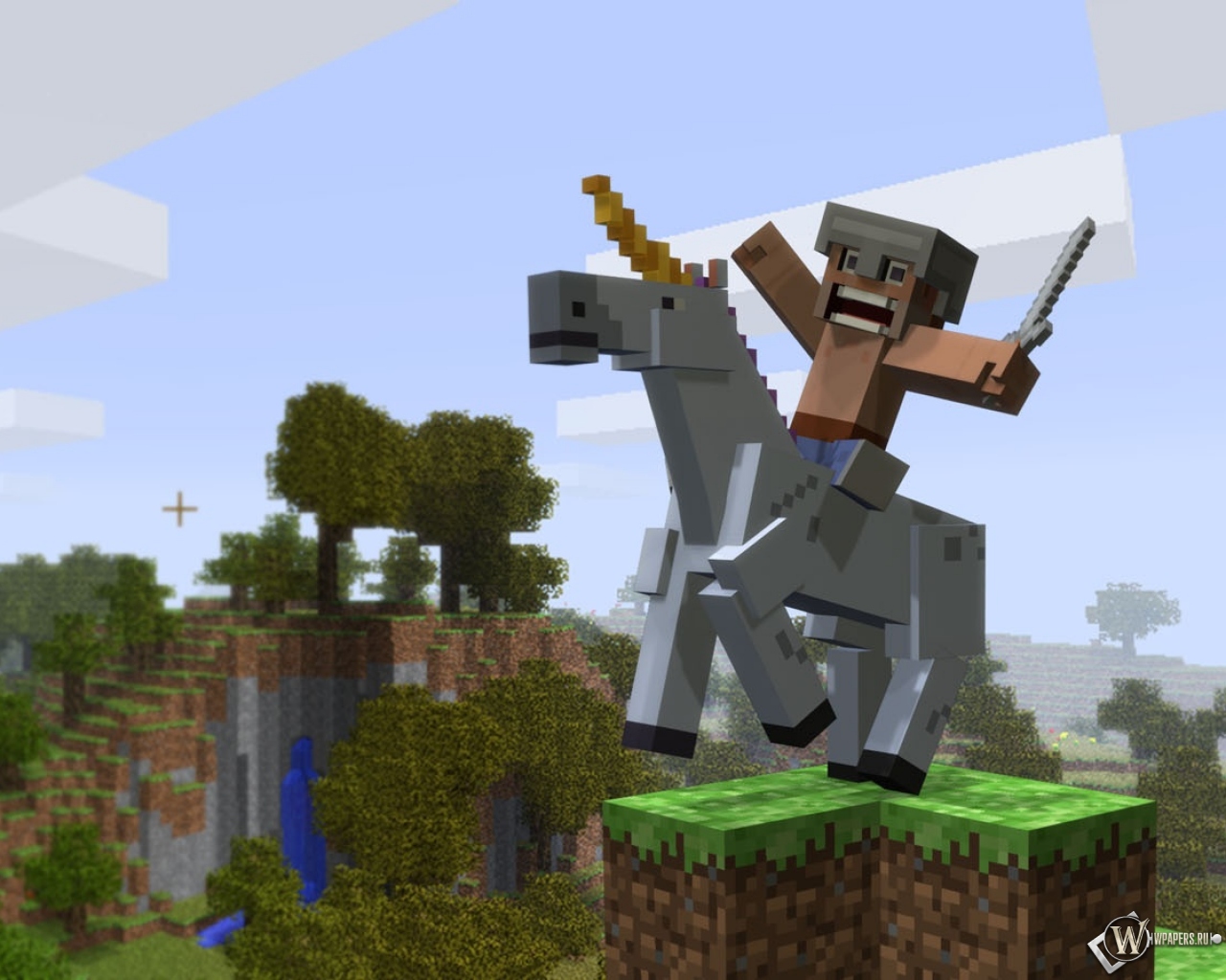 Всадник на коне Minecraft 1280x1024