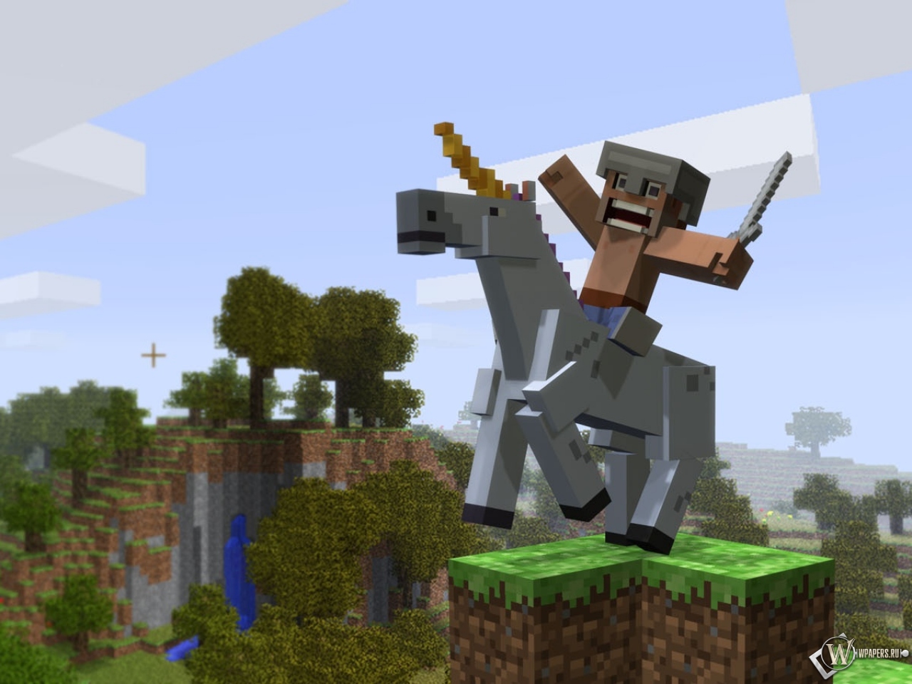 Всадник на коне Minecraft 1280x960