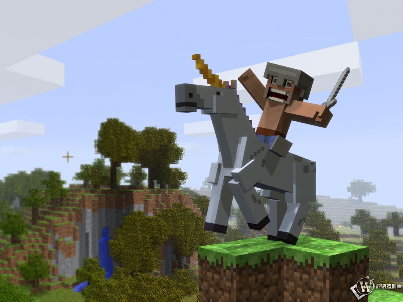 Всадник на коне Minecraft 1400x1050