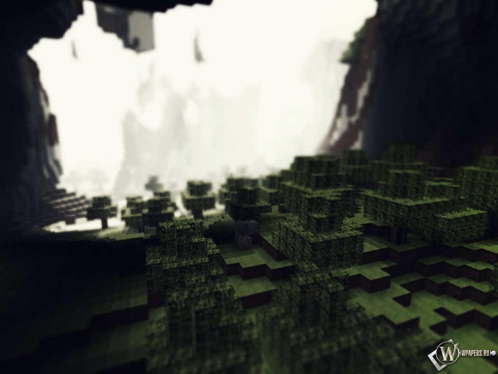 Лес в пещере Minecraft 1024x768