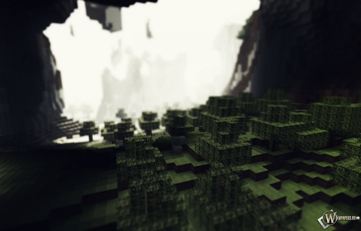 Лес в пещере Minecraft 1200x768
