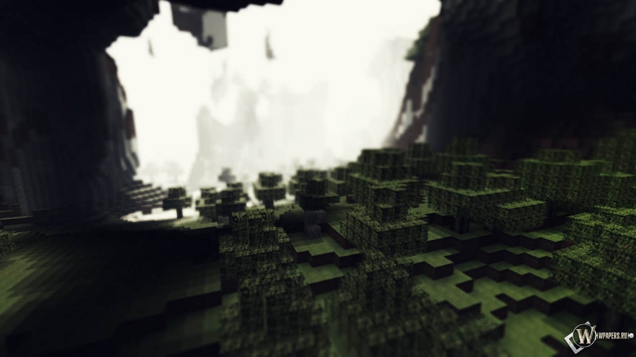 Лес в пещере Minecraft 1280x720