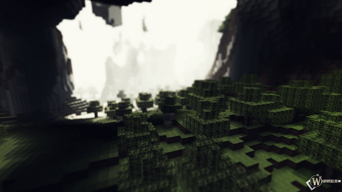 Лес в пещере Minecraft 1366x768