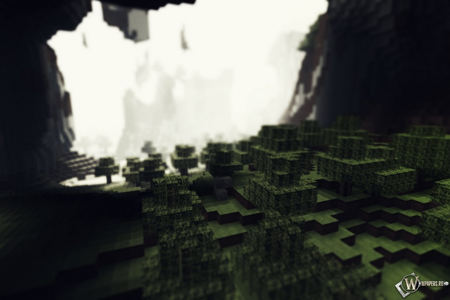 Лес в пещере Minecraft 1500x1000