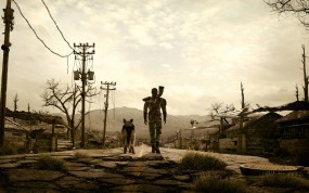 Обои Fallout 3: Человек, Fallout, Собака, Пустошь, Fallout